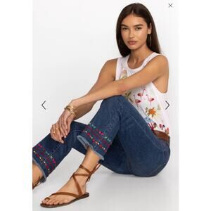 JOHNNY WAS Jeans 26 Cropped Baby Boot Avery‎ Mid Rise Slim Fit Raw Hem NWT